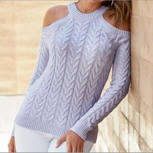 Boston Proper Cable Knit Cold Shoulder Sweater Size Extra Large